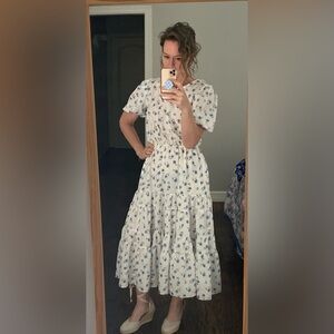 Easter Dress!!  Garden Party Dress! Midi/Maxi Puff Sleeve Dress